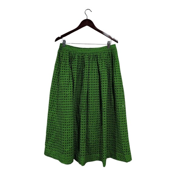 Kate Spade New York X Target Green Eyelet Volume Midi Skirt Side Pockets Size M - Picture 1 of 14